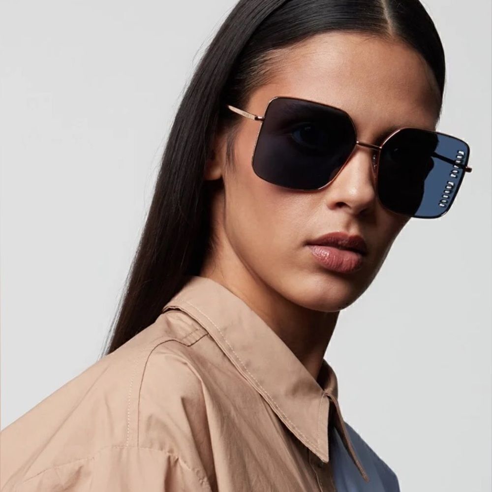 MIU MIU Sunglasses MU51YS ZVF1V1 Rose Gold/Dark Blue Women NEW
